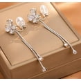 thumbnail image 2 of Clip on 2 3/4" silver chain and clear stone dangle butterfly earrings, 2 of 4