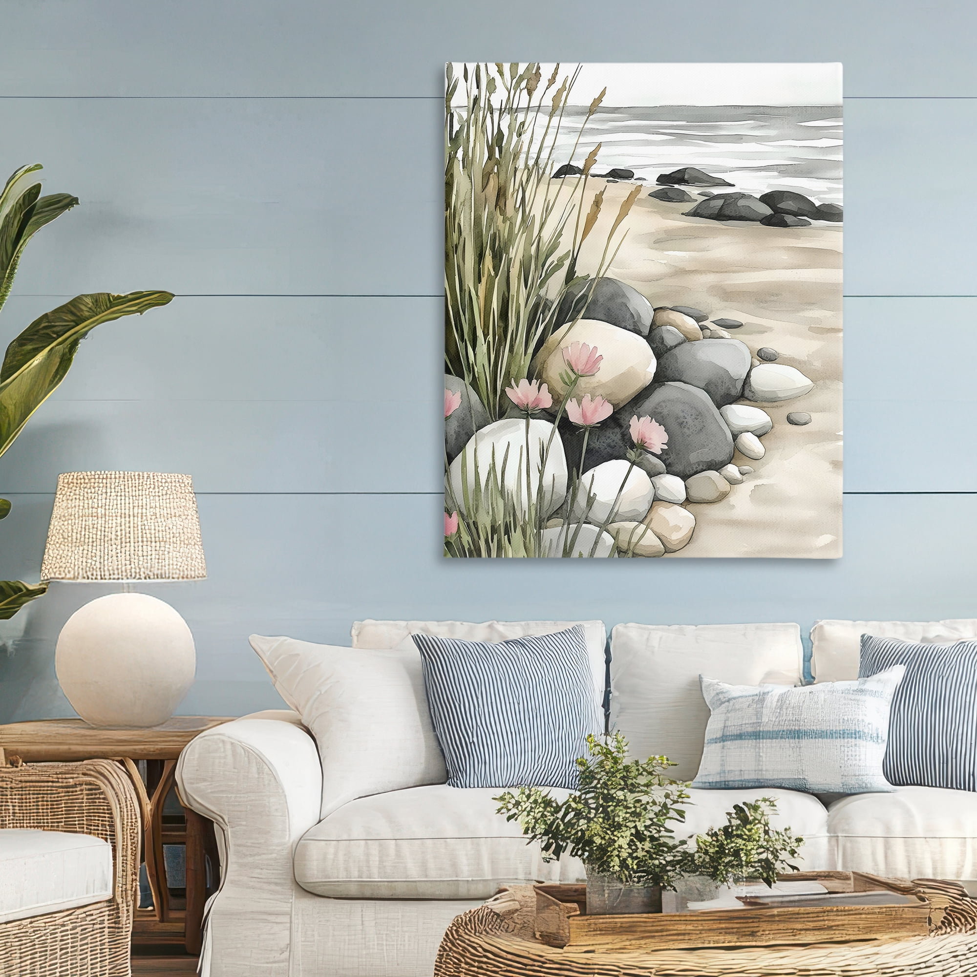Stupell Industries Coastal Calm Pebbles Canvas Wall Art, design by Riley B