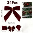 thumbnail image 2 of 24 Pcs Red Small Velvet Christmas Bows for Christmas Tree, Wreath, Gift Wrapping, Crafts, Wedding, Party, Twist Tie Bows for Treat Bag Bakery Candy Bags, Home Decor 1" W,3.5 x 3.5 inch, 2 of 7