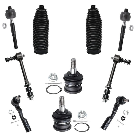 Detroit Axle - 10pc Front Suspension Kit for 2003-2006 Toyota Tundra 2003-2007 Sequoia 4 Tie Rod End Links 2 Upper Ball Joints 2 Sway Bar End Links 2 Boots 2004 2005 Replacement