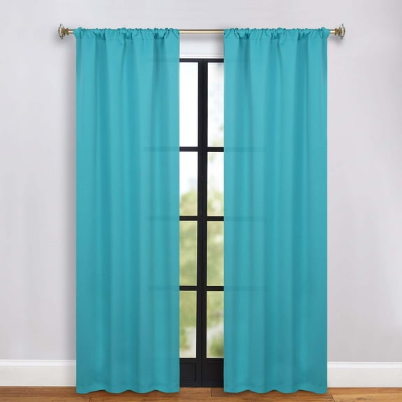 Superior Blackout Solid Light Filtering Rod pocket Curtain Panel Set, 36"X 84", Aqua