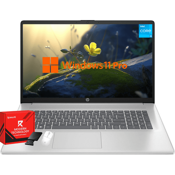 HP 17-inch Student & Business Laptop - Intel Core i3 - AI Copilot Key - Windows 11 Pro - Numeric Keypad - Wi-Fi 6 - Silver - 32GB RAM | 2TB SSD