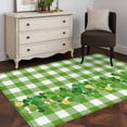 thumbnail image 3 of Kitchen Mats for Floor 3x5 Ft, St. Patrick's Day Non Slip Area Rugs for Kitchen Bedroom Entryway, Shamrock Grasses Sage Green Plaid Washable Carpet Runner Rug Floor Mats for Bedroom Home Decor, 3 of 8