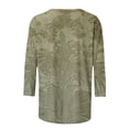 thumbnail image 3 of Uootdi Womens Tops Boho Botanical Print 3/4 Sleeve Top Soft Stretchy Blouse Casual Daily Top Elegant Blouse Gift, 3 of 5