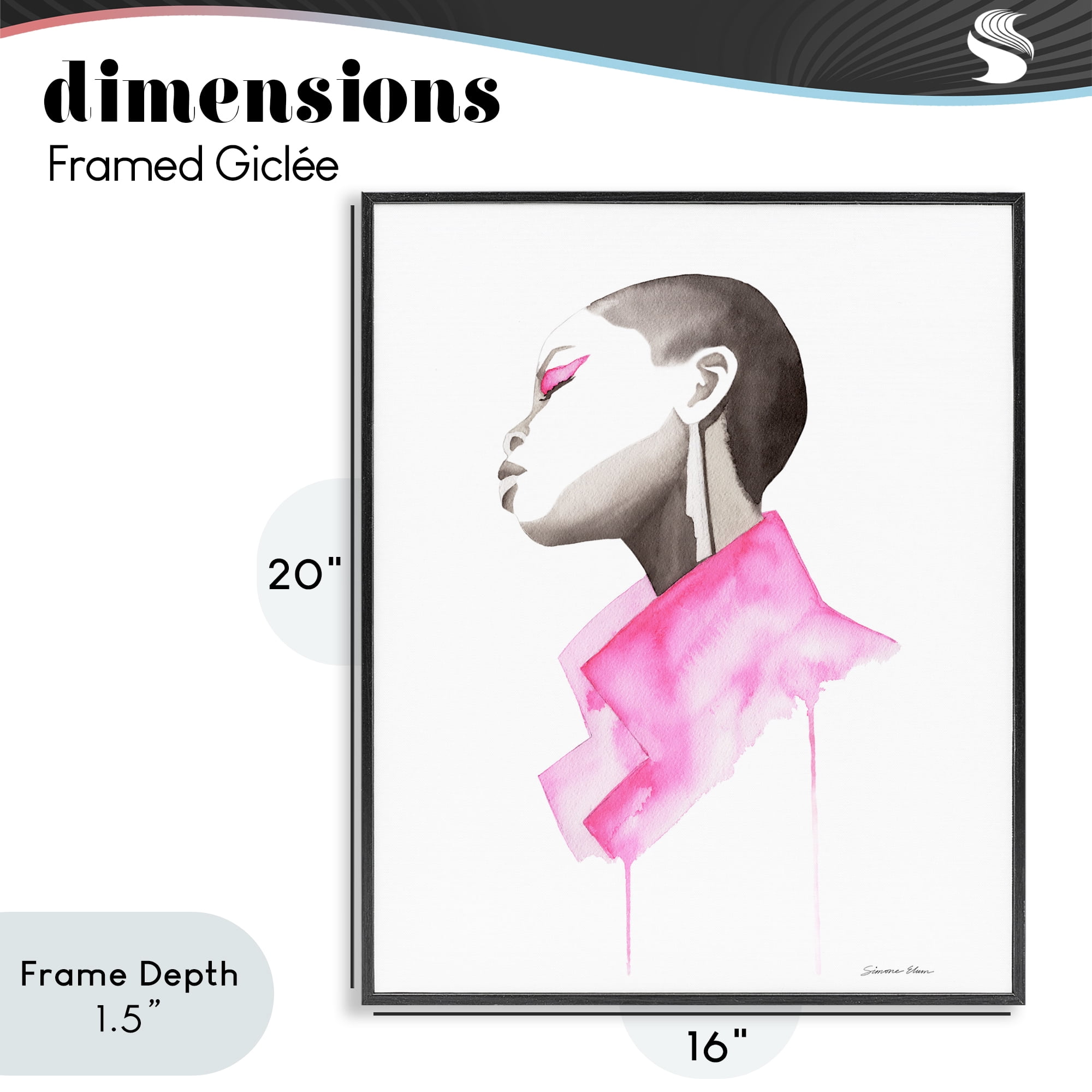 Stupell Industries Pink Jacket Elegance Portrait Black Framed Giclee Art, design by Simone Elum