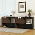 thumbnail image 5 of Euroco Set of 2, 32.5''-58.8''W Multifuctional Storage Cabinet, Buffet Sideboard with Drawer, Corner Cabinet for 44''H Window decor, Livingroom, Hallway, Entryway, Kitchen & Office - Black&Walnut, 5 of 8