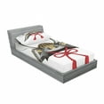 thumbnail image 3 of Japanese Bedding Set with Sheet & Covers, Pattern of Classic Japanese Kabuto Mask Custom Medieval Period, Printed Bedroom Decor 2 Shams, 4 Sizes, Grey Vermilion Yellow, by Ambesonne, 3 of 3