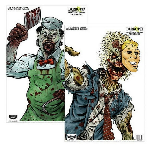 BIRCHWOOD CASEY Darkotic 12" x 18" Splattering Targets | Highly Visible Instant Splatter Reactive Shooting Targets - Primal Cut/Fine Print Combo (8 Targets, 4 Each)