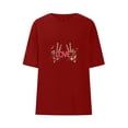 thumbnail image 2 of Felirenzacia Women's Graphic T-Shirt Love Peace Sign Heart Print Casual Loose Short Sleeve Pullover Tee Cotton Tops Red,L, 2 of 5