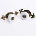 thumbnail image 3 of NUOLUX 2pcs Vintage Retro Style Cabinet Cupboard Drawer Door Knobs Metal Pull Handles (White+Bronze), 3 of 6