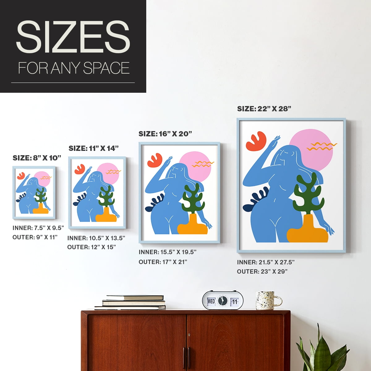 Matisse CDXLVII in Blue Solid Wood Framed Print No Nail Hanging