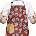 thumbnail image 2 of Red Skull Rose Pattern Apron-Garden Aprons for Women with Pockets-Cotton Linen Waterproof Kitchen Cooking Gardening Aprons Adjustable for Kitchen,Cooking,BBQ and Salon 33x27 Inch, 2 of 7
