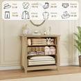 thumbnail image 4 of Natural Wood 3-Drawer Dresser - Tall Boho Dresser with Curved Legs, Rattan Accents, and Freestanding Storage for Living Room, Bedroom, Entryway, or Balcony (30 in L x 15.8 in W x 29.3 in H), 4 of 8