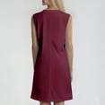 thumbnail image 4 of Summer Women's Button-Down Lapel Collar Sleeveless Dress 100% Cotton Linen Blend Casual Shift Dress with Front Pockets for Outdoor Activities,Wine 2XL, 4 of 5