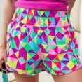 thumbnail image 6 of Women's Shorts Elastic Waist Pants Printed Casual Pants Personality High Waist Slim Three Point Workout Shorts, 6 of 6