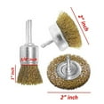 Wideskall 3 Pieces Brass Wheel & Cup Wire Brush Drill Bit Set Rust