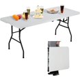 thumbnail image 1 of 6ft Portable Folding Table Light Weight Fold in Half Utility Plastic Kitchen Table with Carrying Handle 500 lbs Capacity Dining Table for Camping, Picnic, Party, Backyard Events, 1 of 7