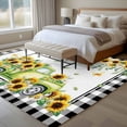 thumbnail image 4 of Large Area Rugs for Living Room Bedroom, Sunflowers 6'x9' Rug Washable Carpet Runner Indoor Outdoor, Spring Farmhouse Country Truck Floral Black Plaid Non Slip Floor Mats Rug for Kitchen, Playroom, 4 of 8