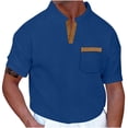 thumbnail image 2 of pstuiky camisetas para hombre, Camiseta deportiva de manga corta con cuello redondo y botones degradados a rayas para hombre camisas casuales para hombre s, 2 of 6