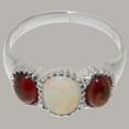 thumbnail image 4 of LBG British Made 925 Sterling Silver Real Natural Opal & Garnet Womens Statement Ring - 33 size options - Size 8, 4 of 6