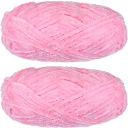 AUQ 2 Skeins Velvet Yarn Chenille Yarn 2x100g/7.1oz 174 Yards Total Length #6 Super Bulky Polyester Soft Blanket Yarn for Knitting Weaving Scarf,Hot Pink
