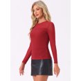 thumbnail image 4 of DARING DIVA Women's Mesh Glitter Round Neck Long Sleeve Sparkly Top M Red, 4 of 5