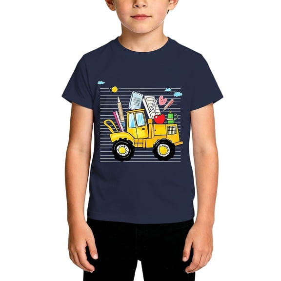 Toddler Boys Short Sleeve Shirts Tee Summer T-Shirts Casual Print Tee Loose Fit Round Neck Top for Back To School Clothes Size 4-5T