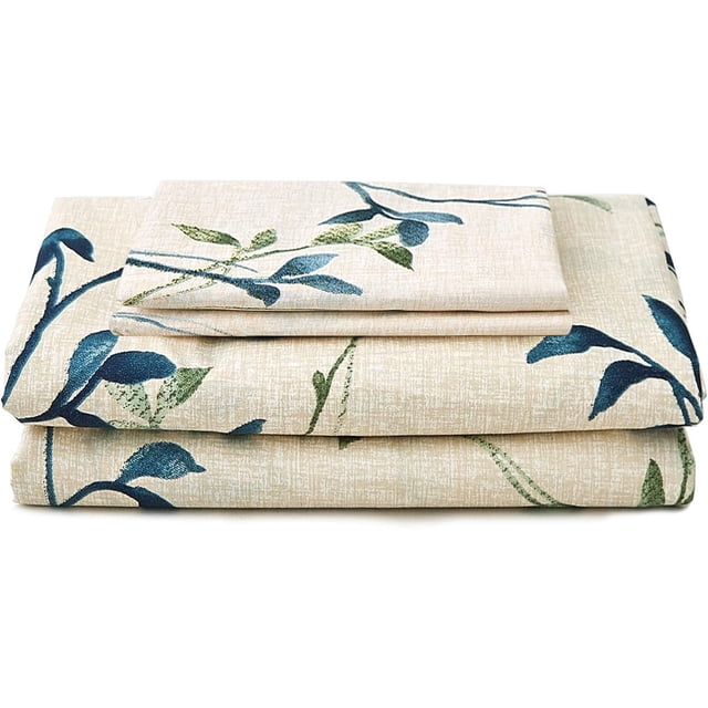 Floral Printed Sheet Set King Soft Microfiber Botanical Bed Sheets Extra Deep Pocket Pieces