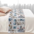 thumbnail image 2 of Blue Sailboat Bed Runner for Queen Size Bed, Ocean Blue White Lighthouse Sea Star Drift Bottle Shells Pearl Soft Bedding Scarf Bedding Protector Slipcover Sofa Throw for Bedroom Hotel Guesthouse, 2 of 8