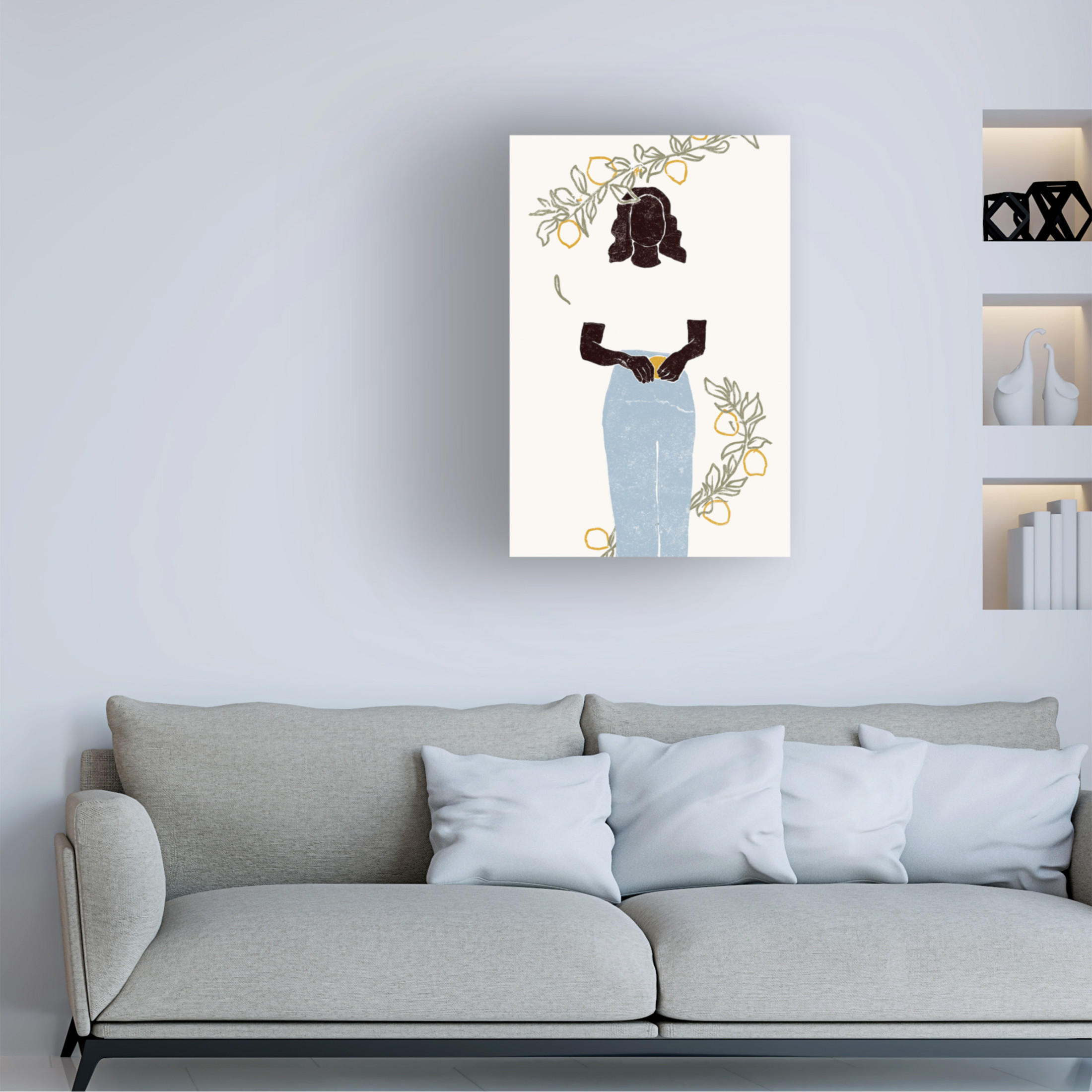 Canvas Wall Art - Yuyu Pont 'Lemon Picking' Wall Art for Living Room, Bedroom, or Office Décor by Trademark Fine Art - 30 x 47 Inches