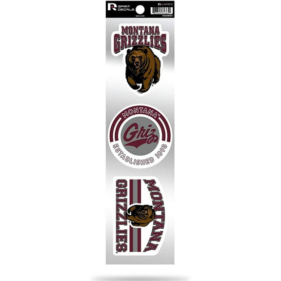 Montana Grizzlies Triple Retro Throwback Spirit Decals Flat Vinyl Auto Home Sticker Sheet University of