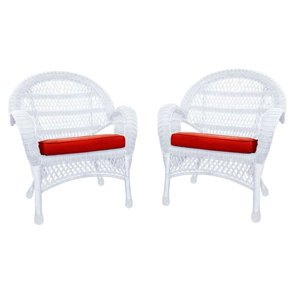 Jeco Wicker Chair in Espresso with Tan Cushion (Set of 4)