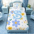 thumbnail image 4 of Meiyoeat Delicate Wildflower Letter S Twin Sheet Sets 3pcs for Girls Children, Cute Art Bedding for Bedroom, Light Blue Yellow White, 4 of 6