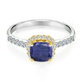 thumbnail image 2 of Gem Stone King 1.63 Ct Blue Lapis E-F Lab Grown Diamond 925 Silver and 10K Yellow Gold Ring (Size 6), 2 of 4