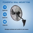 thumbnail image 3 of 20” Wall Mount Fan 7000 CFM High Velocity Industrial Heavy Duty Fan with 3-Speed Oscillating Commercial Use for Warehouse, Garage, Factory, Black, 3 of 8