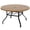 Black+Natural + Metal & Wood, variant on YINGYUE 47 Inch Round Metal Patio Dining Table, Wood Grain Slat Top with 1.57" Umbrella Hole, Weather Resistant Outdoor Table for Pool Backyard, Black