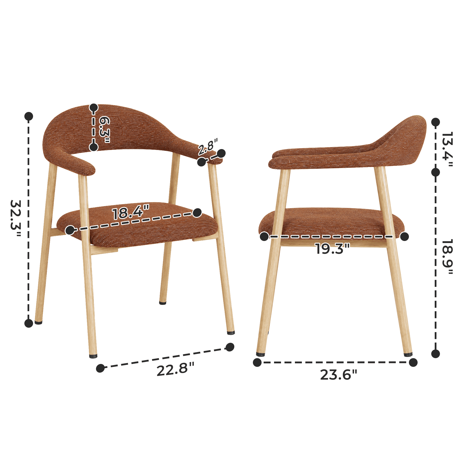 Alvantor Chairs Set of 2, A Modern Kitchen Side Chair Set with Curved Backrests and Linen Upholstery, Accompanied by Metal Decorative Chairs for Dining Room Kitchen Living Room Cafe