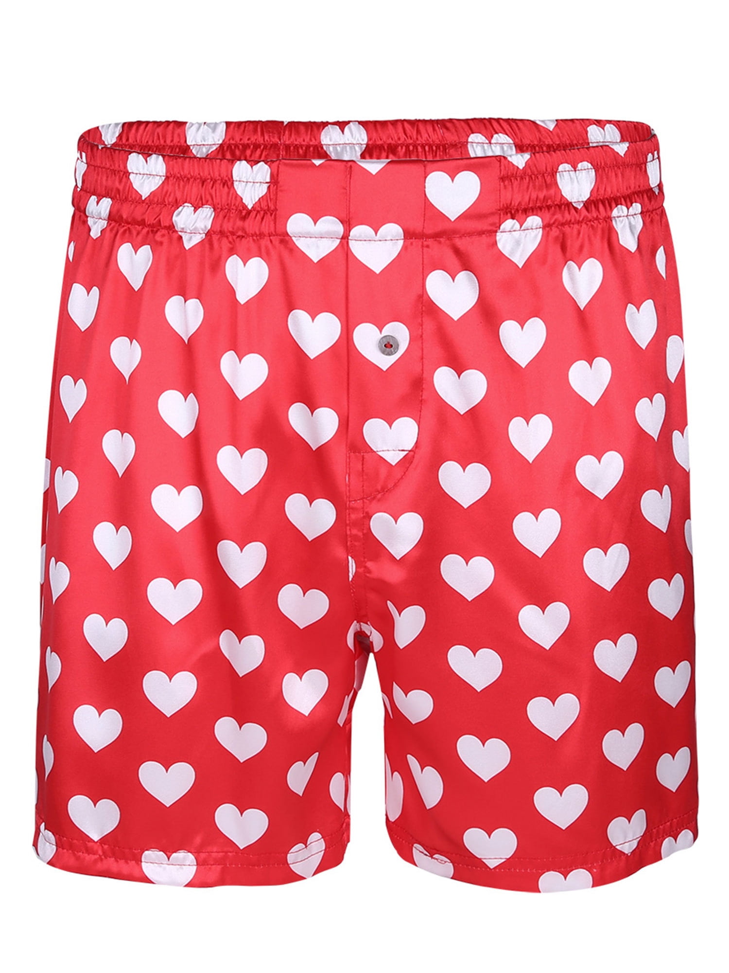 iiniim Men's Silky Satin Heart Printed Boxer Shorts Lingerie Underwear ...