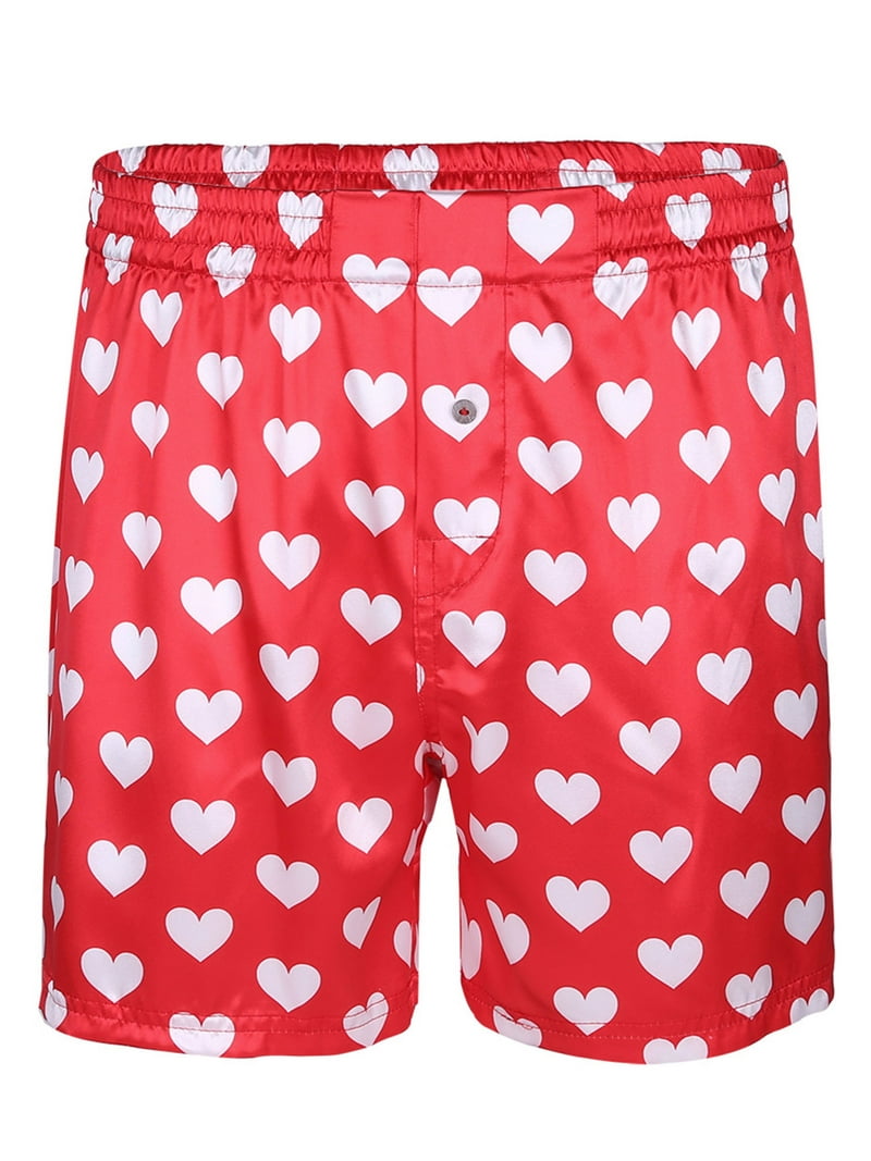 YiZYiF Mens Heart Print Classic Soft Boxer Shorts Loose Sports
