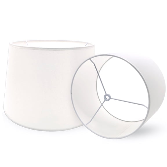 Medium Lamp Shades, White Barrel Lamp Shades for Table Lamps and Floor light, 9.8x11.8x7.8 Inch, Round Natural Linen Hand Crafted, Set of 2