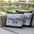 thumbnail image 4 of Independence Day Pillow Covers 2 Pack Orange Blue Plaid Bow Red Star Wood Striped Pillowcase Waterproof Outdoor Throw Pillow Cover for Patio Garden Square Cushion 18”x18”, 4 of 9