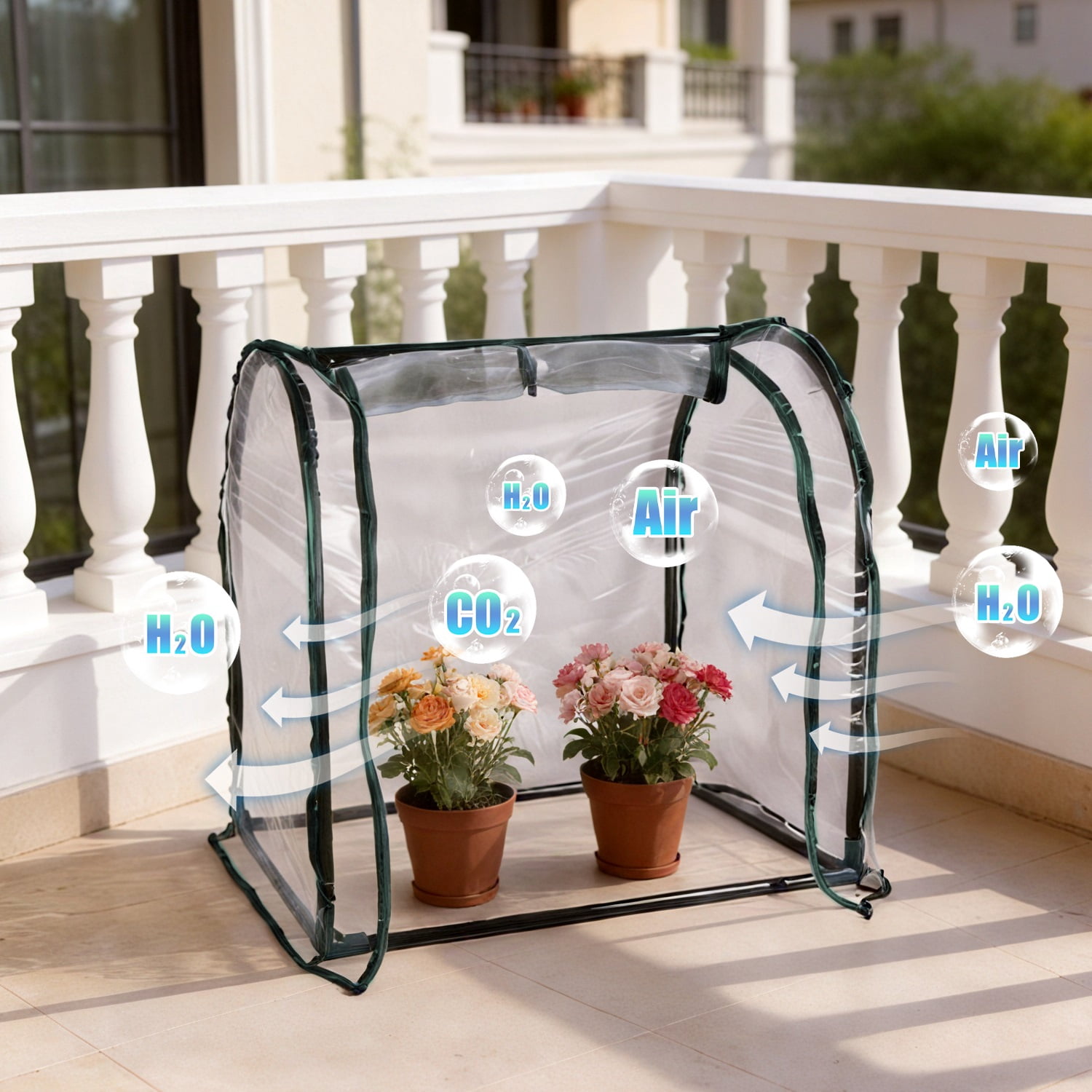 Mini Tabletop Greenhouse with Steel Frame & Waterproof PVC Cover, Zippered Door, Portable Small Greenhouse for Seed Germination Herbs Indoor Outdoor