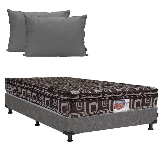 Colchón Matrimonial + Box Plomo + Almohada 2-Pack Spring Air Dicasa Morgan