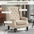thumbnail image 3 of HOMCOM Button-Tufted Accent Chair with High Wingback, Rounded Cushioned Armrests and Thick Padded Seat, Beige, 3 of 9