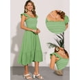 thumbnail image 2 of DARING DIVA Square Neck Boho Sleeveless Ruffle Tiered Smocked Sundress L Dark Green, 2 of 6