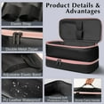 thumbnail image 3 of Double Layer Storage Bag for Hair Dryer Accessories, Waterproof PU Leather Hair Tool Organizer Bag, Travel Carrying Bag, Only Include Bag, Black, 3 of 14