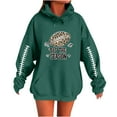 thumbnail image 2 of Sweatshirt for Women Ndbuld Women's Print Hooded Sweatshirt Long Top With Long Sleeves And Pockets Army Green L, 2 of 3