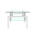 thumbnail image 3 of GZXS Modern Glass Coffee Table, 2-Tier Rectangular Center Table with Clear Tempered Glass Top & White Iron Frame, 39" Living Room Table with Storage Shelf, Easy to Assemble, 3 of 7