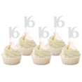 thumbnail image 1 of Cupcake Toppers Sotpot Happy 16 Birthday, paquete de 30 unidades, color plateado, 1 of 6