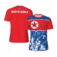 thumbnail image 2 of Exclusive design North Korea Flag Grain 3D Printed Men For Running Bike Soccer Tennis Fitness Sports tshirt Mesh Short T-shirt, 2 of 16